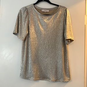 Loft bell sleeved shimery gold top